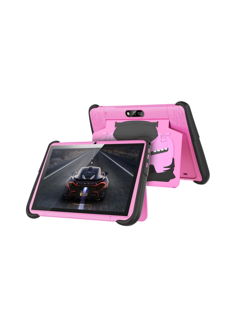 بورودو جهاز لوحي أندرويد للأطفال مقاس 10.1 بوصة مع حافظة مقاومة للصدمات، واقي شاشة، شريحتي Nano SIM، كاميرا بدقة 2 ميجابكسل، منفذ صوت، بلوتوث، واي فاي، جهاز لوحي ذكي متين للأطفال - وردي - Image 1