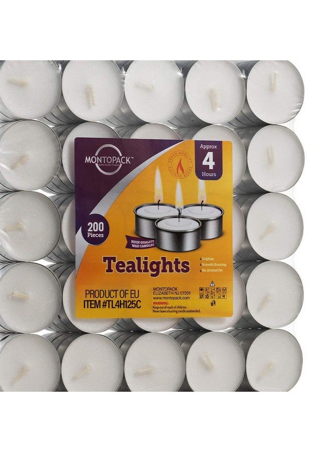 MontoPack MontoPack Unscented Tea Lights Candles in Bulk | 200 White, Smokeless, Dripless & Long Lasting Paraffin Tea Candles | Small Votive Mini Tealight Candles for Home, Pool, Shabbat, Weddings & Emergencies  - Image 3