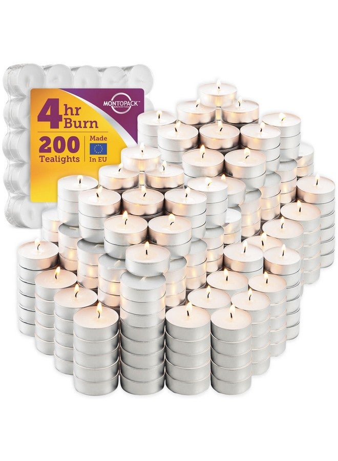 MontoPack MontoPack Unscented Tea Lights Candles in Bulk | 200 White, Smokeless, Dripless & Long Lasting Paraffin Tea Candles | Small Votive Mini Tealight Candles for Home, Pool, Shabbat, Weddings & Emergencies  - Image 1