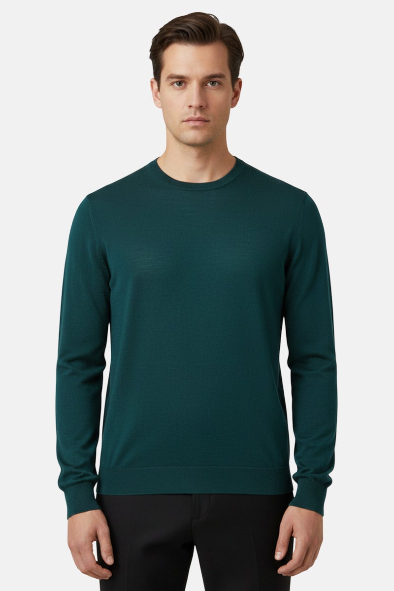 Celio Men Crew Neck Long Sleeve Solid Sweatshirt, Dark Green - Image 1