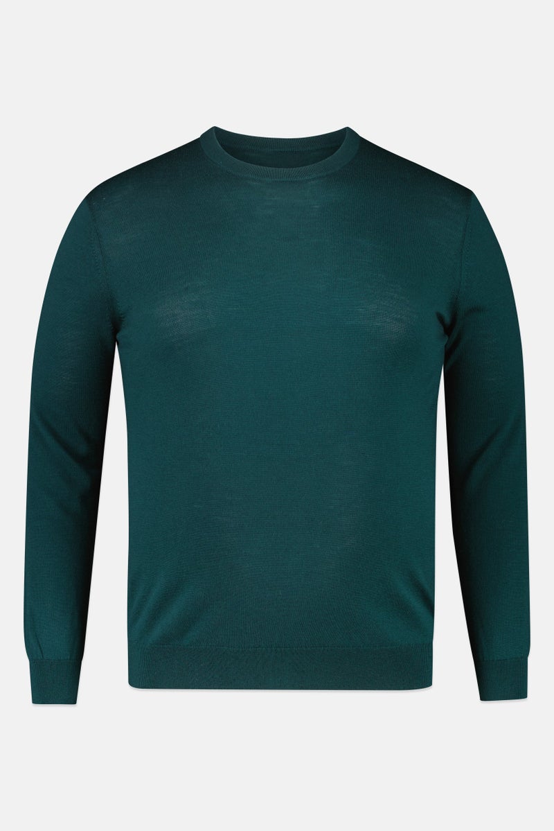 Celio Men Crew Neck Long Sleeve Solid Sweatshirt, Dark Green - Image 3