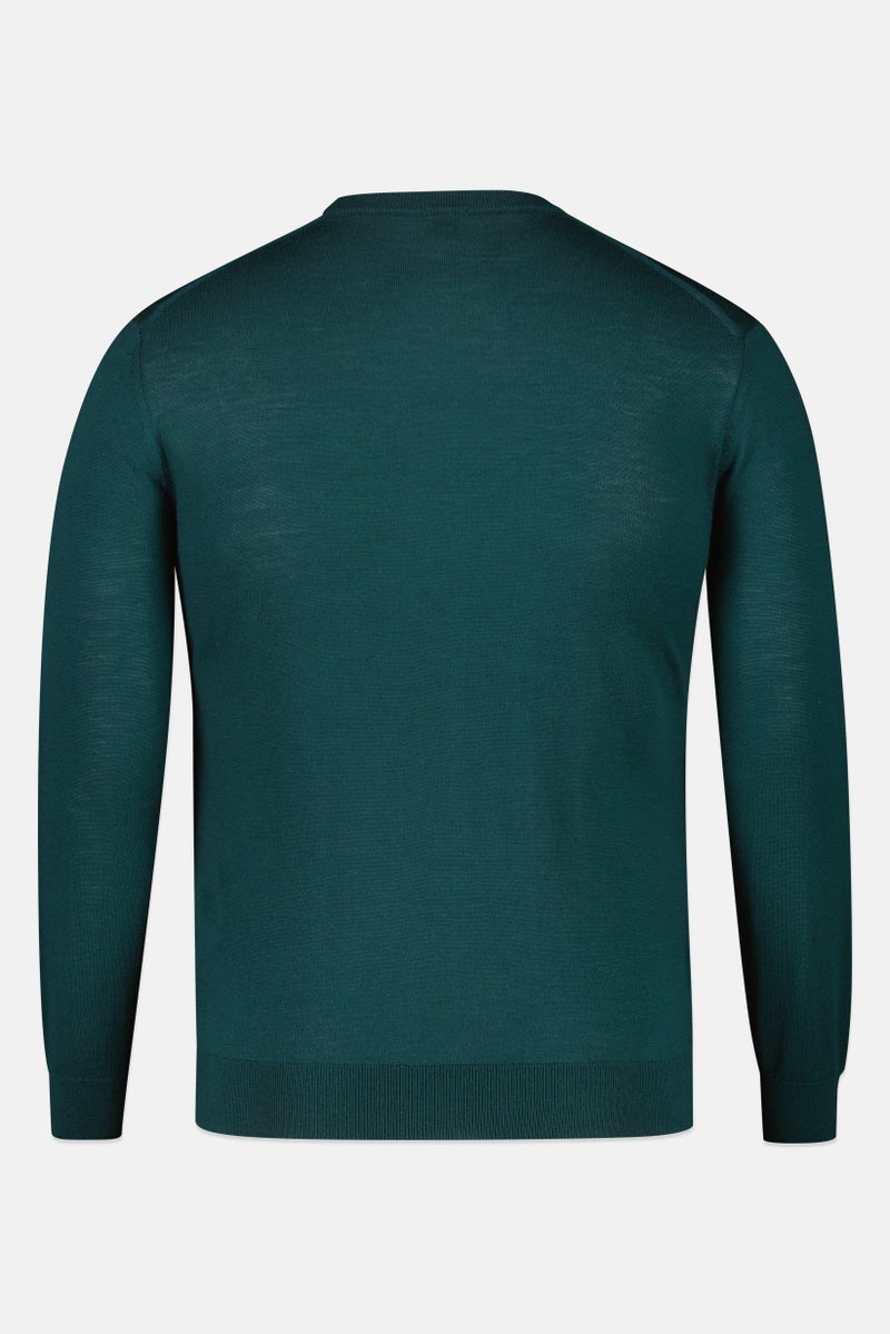 Celio Men Crew Neck Long Sleeve Solid Sweatshirt, Dark Green - Image 2