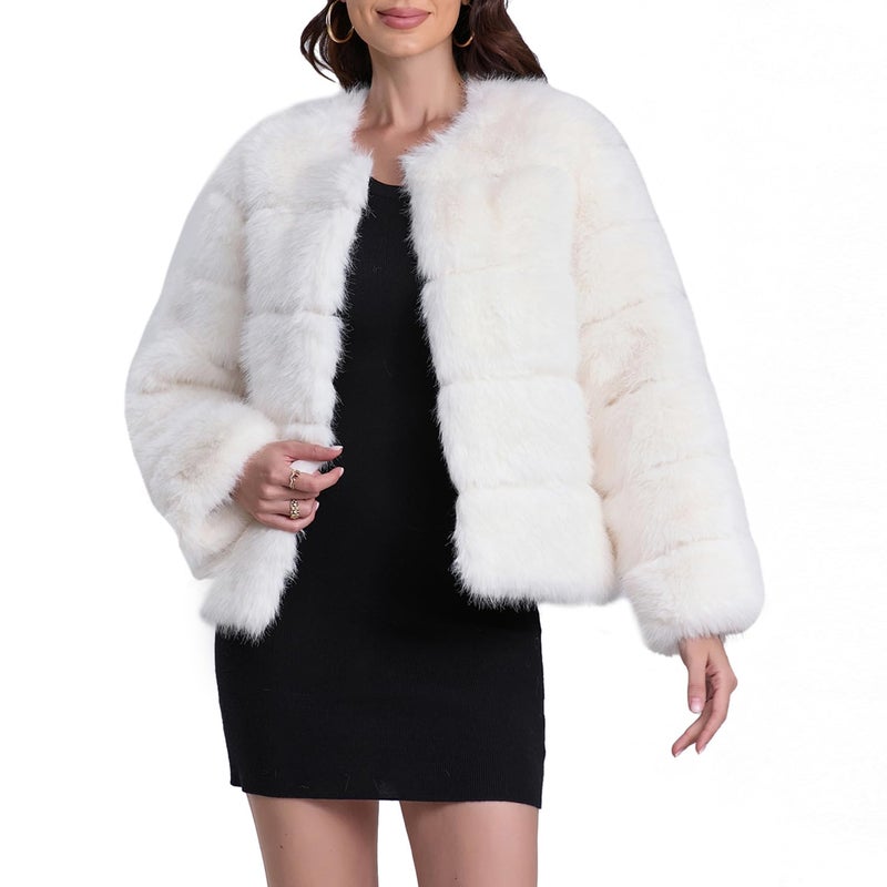 QUENTY PIELES QUENTY PIELIES Faux Fur Coat Womenâ€™s Jacket Winter Long Sleeve Overcoat Warm - Image 3