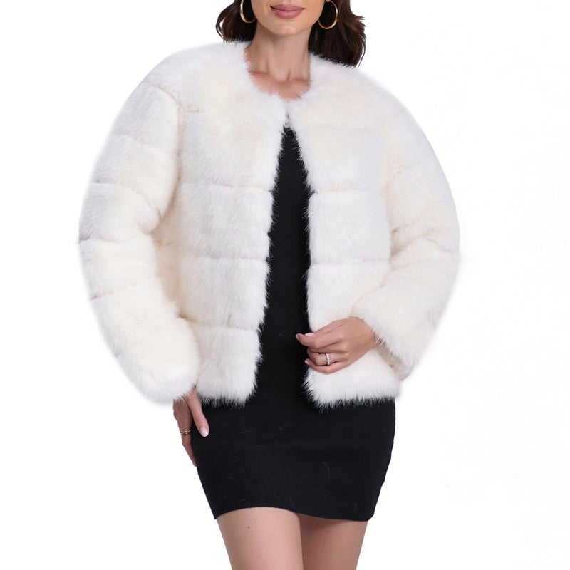 QUENTY PIELES QUENTY PIELIES Faux Fur Coat Womenâ€™s Jacket Winter Long Sleeve Overcoat Warm - Image 2