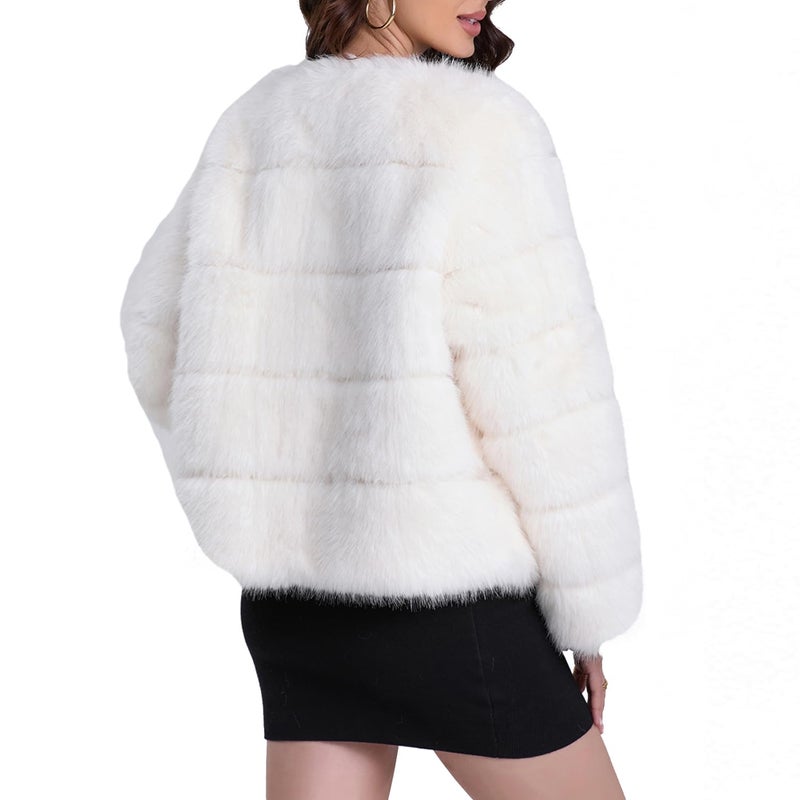 QUENTY PIELES QUENTY PIELIES Faux Fur Coat Womenâ€™s Jacket Winter Long Sleeve Overcoat Warm - Image 5