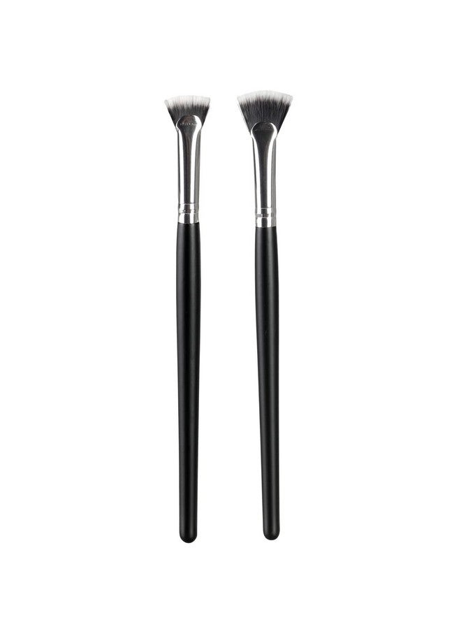 TEONEI Fan Mascara Brushes Eyelash Eyebrow Brush Makeup Brush Eye Lashes Makeup Tools Eyelash Brush Eyebrow Brush Eye Shadow Brush2Pcs (Wooden Handle) - Image 1