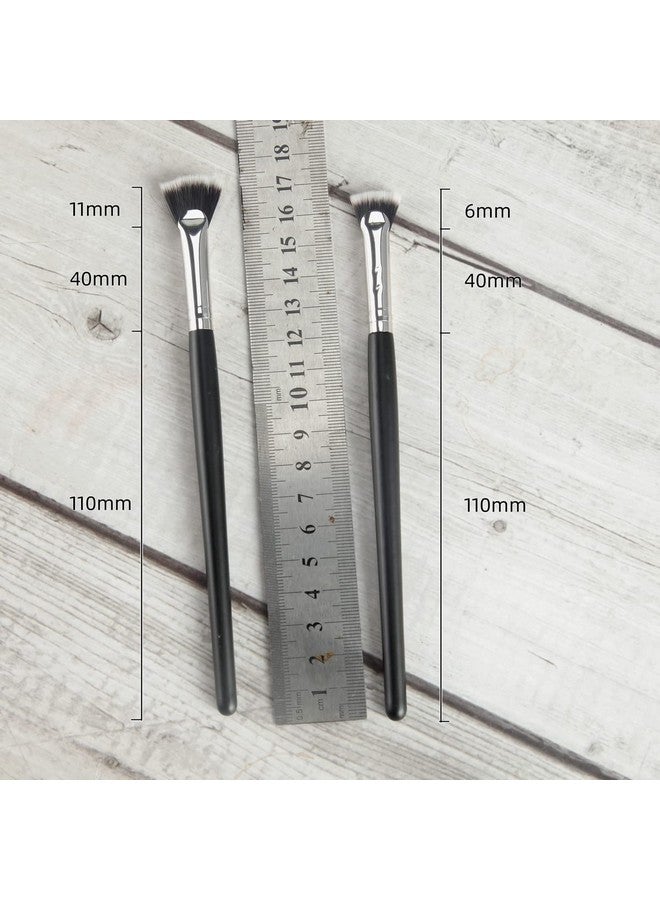 TEONEI Fan Mascara Brushes Eyelash Eyebrow Brush Makeup Brush Eye Lashes Makeup Tools Eyelash Brush Eyebrow Brush Eye Shadow Brush2Pcs (Wooden Handle) - Image 2