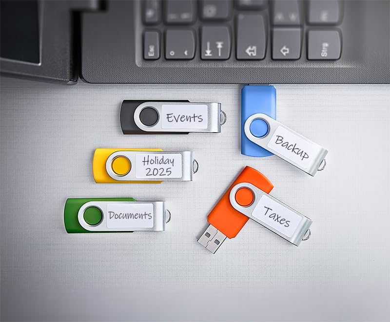 Intenso Basic Line 10 x 16 GB USB Flash Drives USB 2.0 with Practical Labelling Labels Yellow Green Black Blue + Orange with Silver Metal Handle Pack of 10 - Image 3