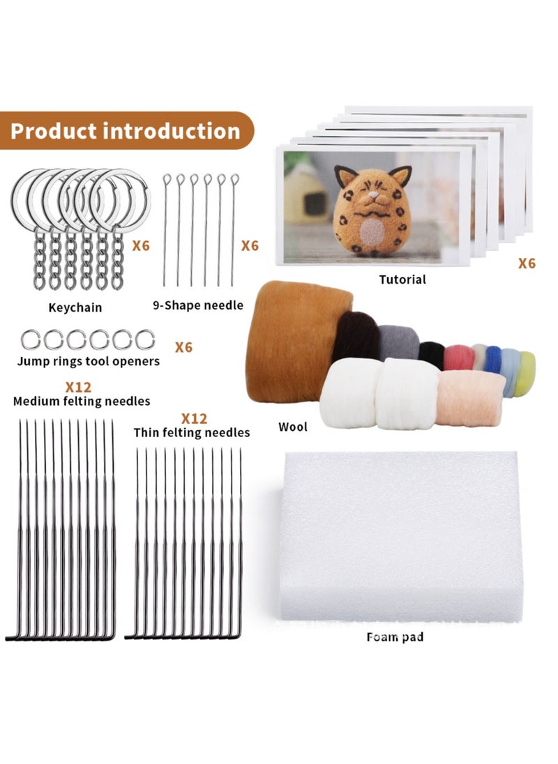 Needle Felting Starter Kit, Wool Roving Set and Needle Felting Tool, Wool Felting Doll Making Needle Felting Kit, Needle Felting Supplies for Beginners DIY Felting Craft Project