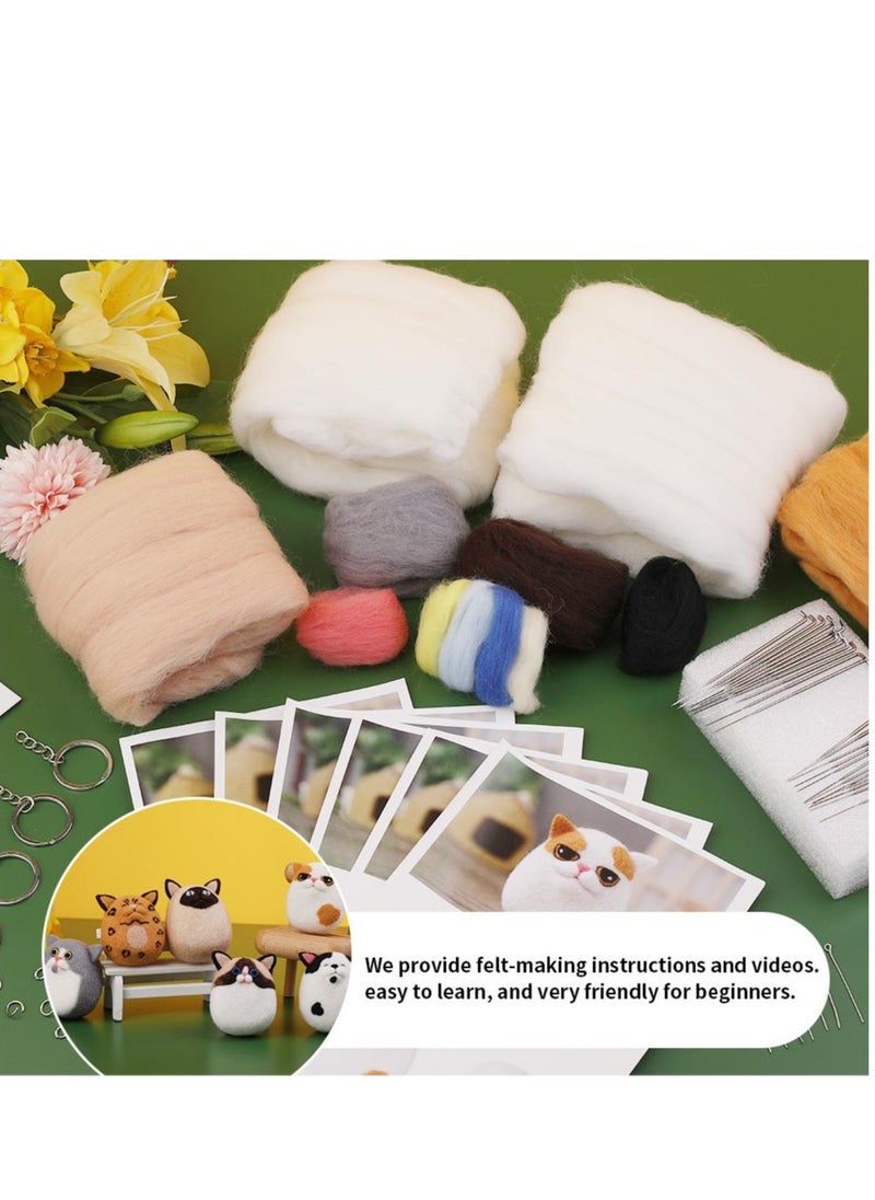 Needle Felting Starter Kit, Wool Roving Set and Needle Felting Tool, Wool Felting Doll Making Needle Felting Kit, Needle Felting Supplies for Beginners DIY Felting Craft Project