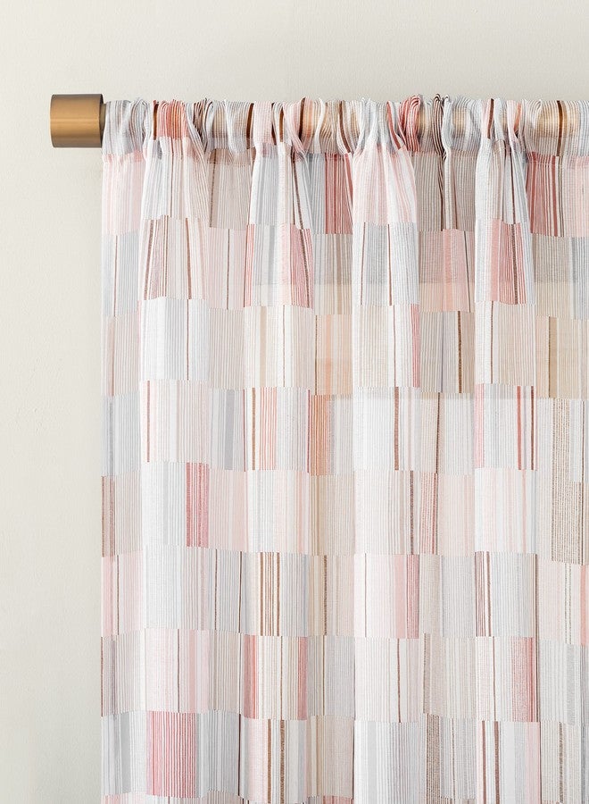No. 918 Colby Offset Stripes Sheer Rod Pocket Curtain Panel, 56" x 63", Multicolored - Image 2