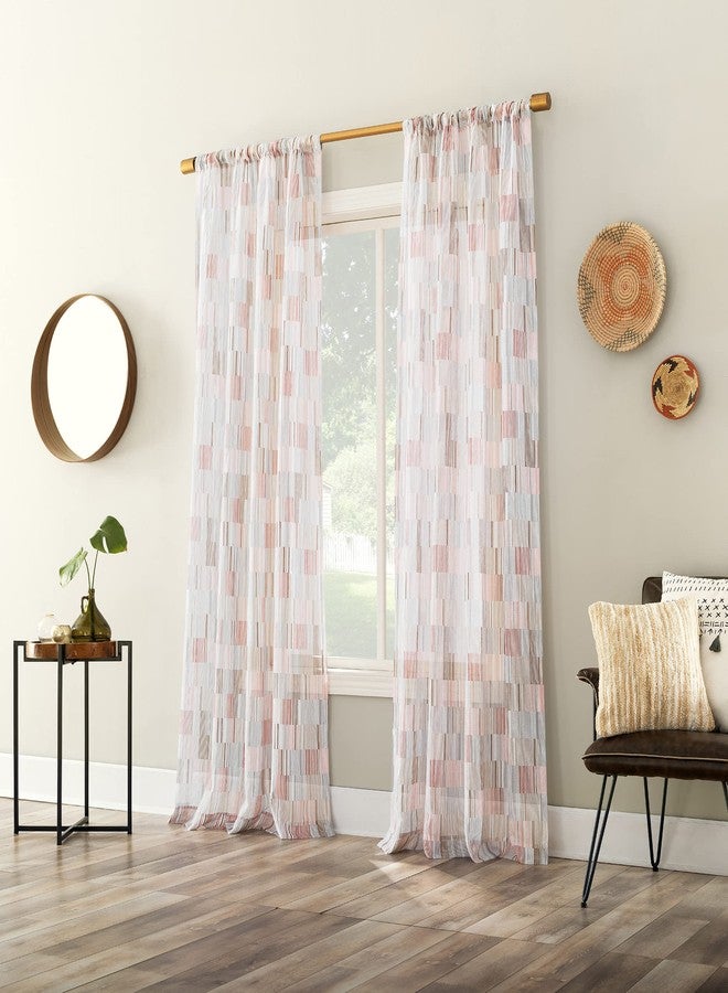 No. 918 Colby Offset Stripes Sheer Rod Pocket Curtain Panel, 56" x 63", Multicolored - Image 5