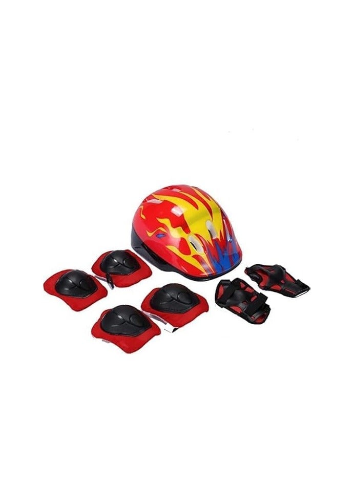 Helmet Set for Kids Roller Skating Bicycle Helmet Knee Wrist Guard Elbow Pad Set for Children Cycling Sports Protective Guard Gear Set  - Image 1