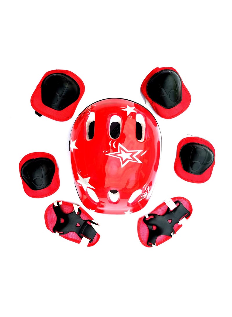 Helmet Set for Kids Roller Skating Bicycle Helmet Knee Wrist Guard Elbow Pad Set for Children Cycling Sports Protective Guard Gear Set  - Image 2