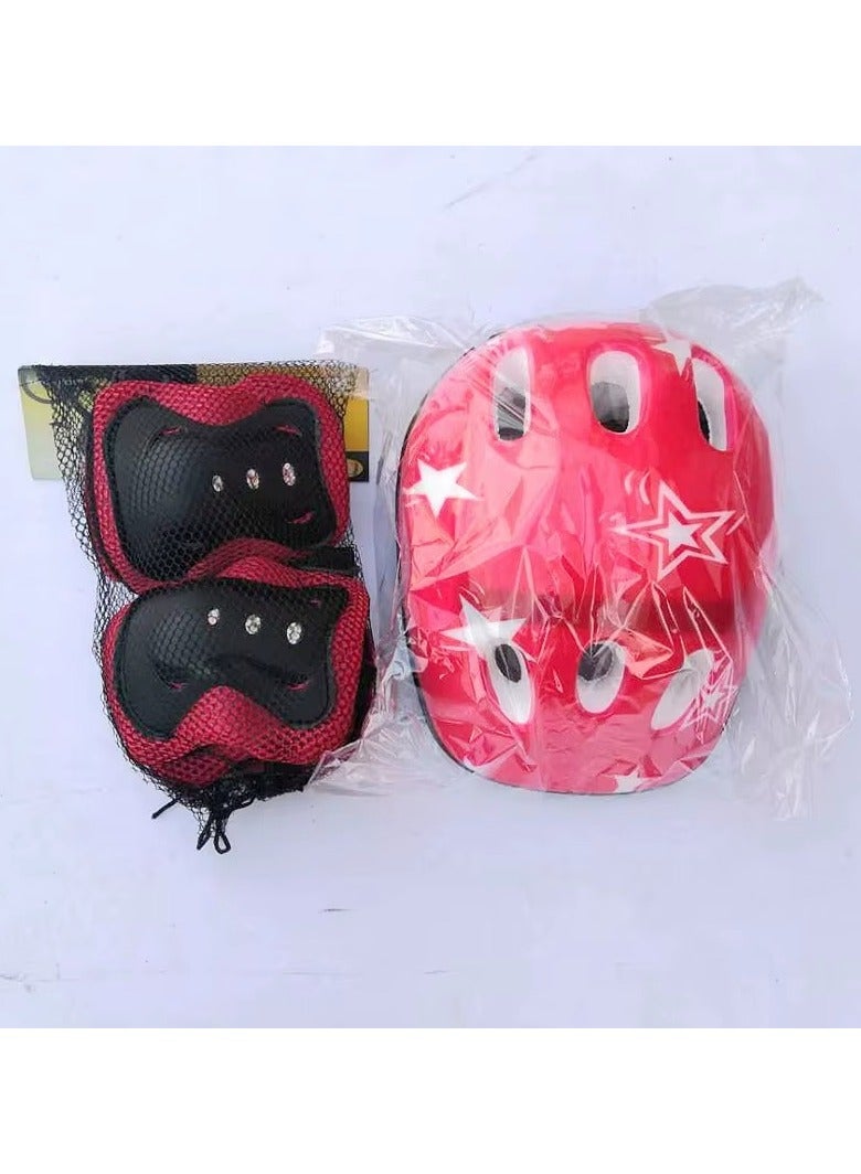 Helmet Set for Kids Roller Skating Bicycle Helmet Knee Wrist Guard Elbow Pad Set for Children Cycling Sports Protective Guard Gear Set  - Image 4