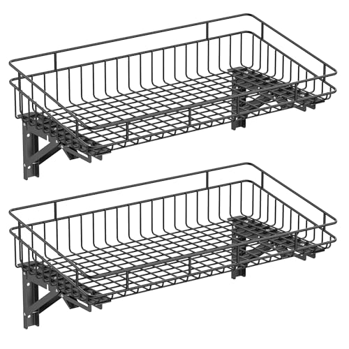 ULIBERMAGNET Large Folding Garage Shelf,Heavy Duty Wire Basket Storage Shelving,400LB Wall Mounted Storage DIY Folding Utility Racks for Garage, Office, Basement, Closet, Kitchen, Laundry - Image 1