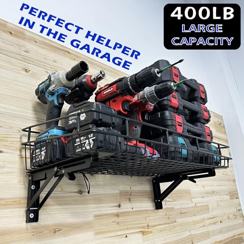 ULIBERMAGNET Large Folding Garage Shelf,Heavy Duty Wire Basket Storage Shelving,400LB Wall Mounted Storage DIY Folding Utility Racks for Garage, Office, Basement, Closet, Kitchen, Laundry - Image 2