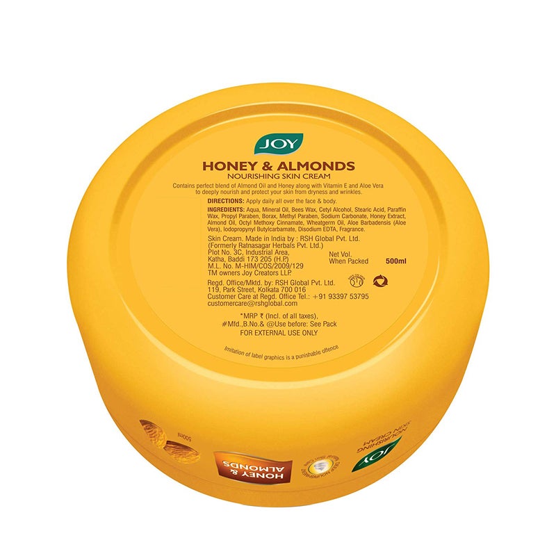 JOY Honey And Almonds Nourishing Skin Cream 500ml - Image 2