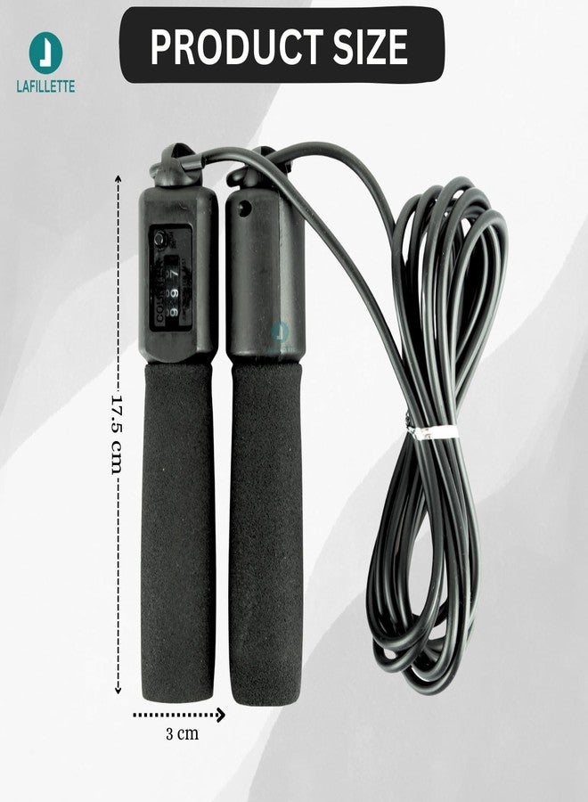 LAFILLETTE Plastic New Jump Ropes With Counter Sports Fitness Adjustable Counting Jump Skip Rope (Black), Spongy - Image 2