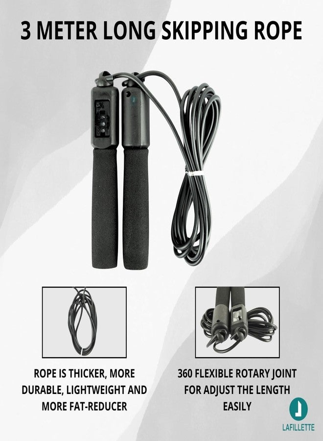 LAFILLETTE Plastic New Jump Ropes With Counter Sports Fitness Adjustable Counting Jump Skip Rope (Black), Spongy - Image 5