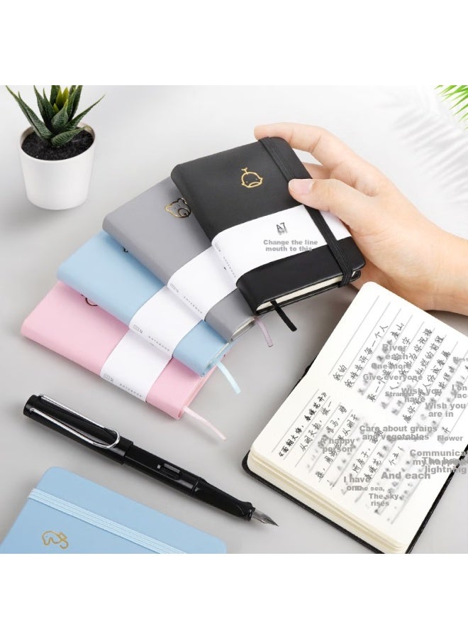 Simaa (Simaa) A7/100 Sheets Portable Pocket Notebook Creative Mini Student Small Notebook Journal Diary Word Account Book (Black + Gray) Jsba7-5 - Image 1