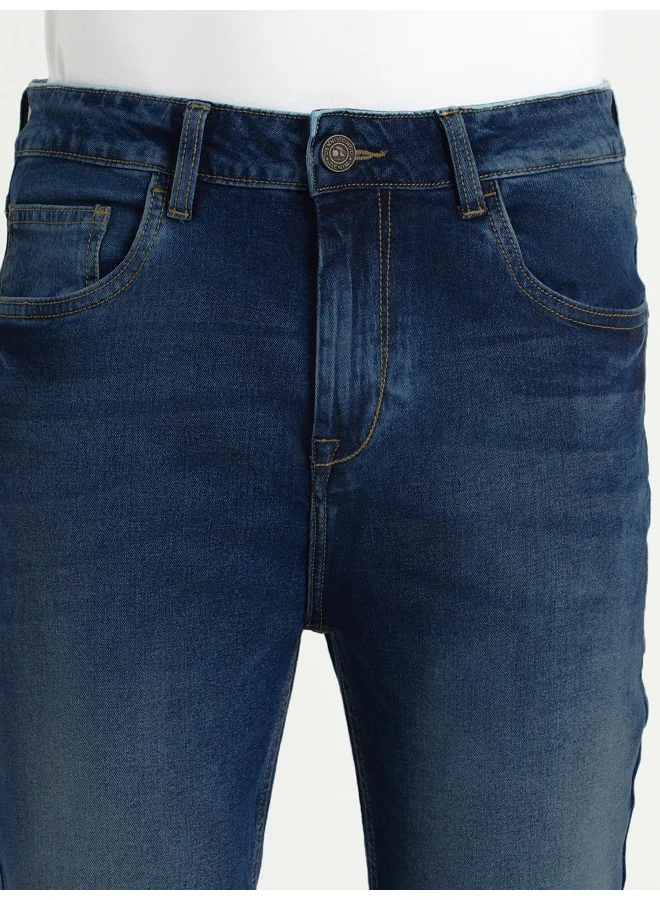 Dennis Lingo Men's Tapered Fit Mid Blue Cotton Jeans - Classic Denim Style