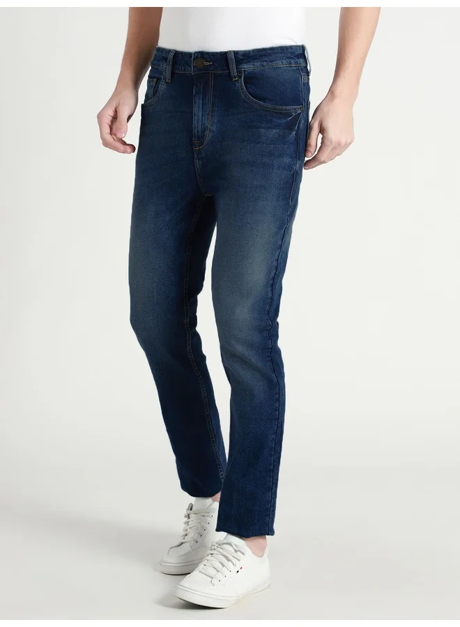 Dennis Lingo Men's Tapered Fit Mid Blue Cotton Jeans - Classic Denim Style