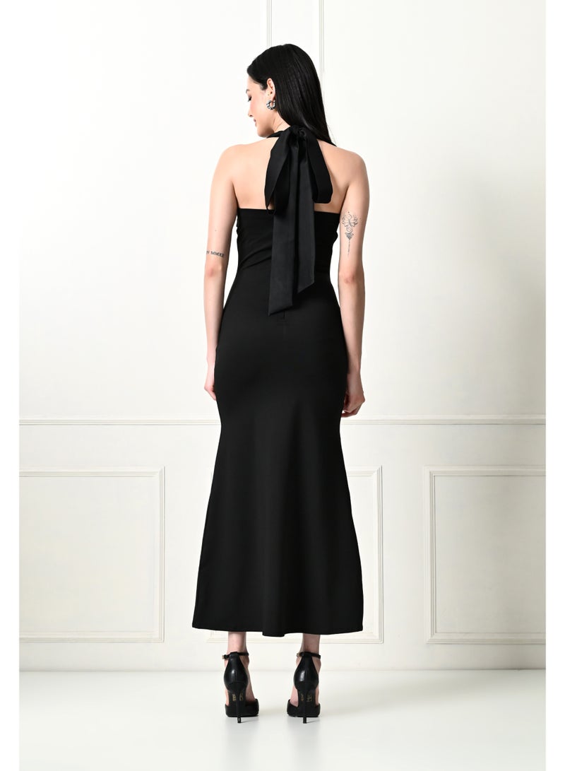 Uberoot Women’s Black Bodycon Dress | Stretchable Lycra Party & Evening Dress | Elegant Cocktail, Dinner & Club Outfit for Girls - Image 2