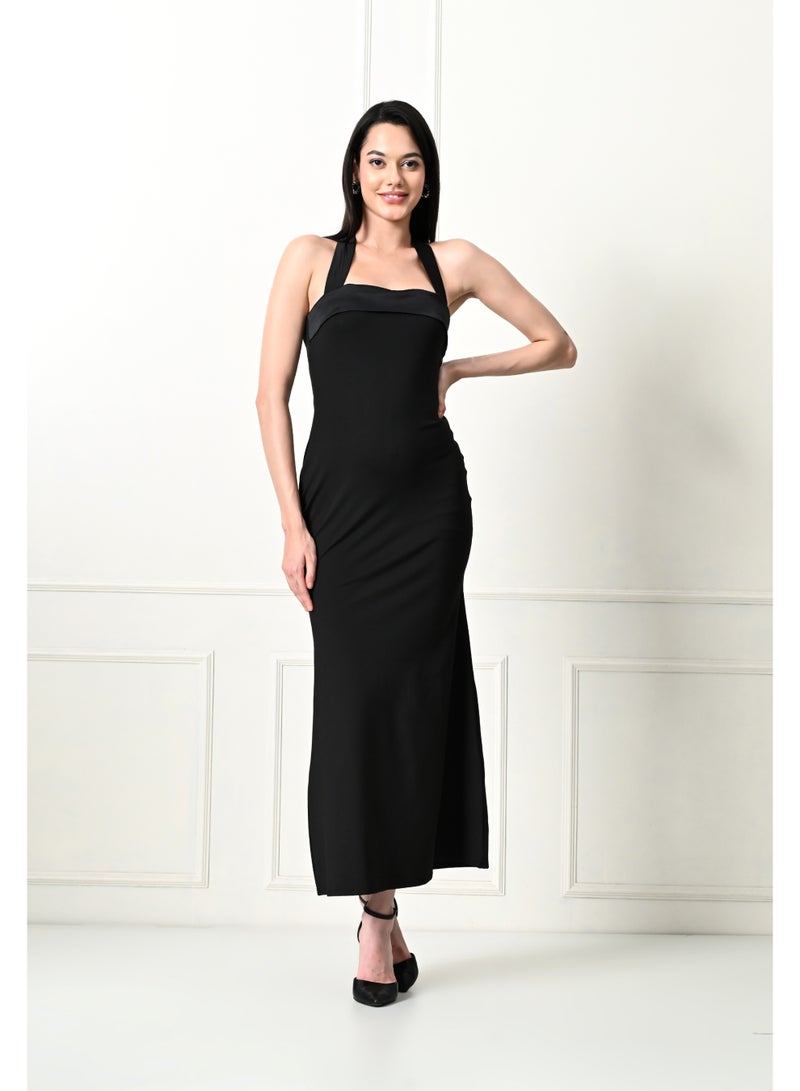 Uberoot Women’s Black Bodycon Dress | Stretchable Lycra Party & Evening Dress | Elegant Cocktail, Dinner & Club Outfit for Girls - Image 3