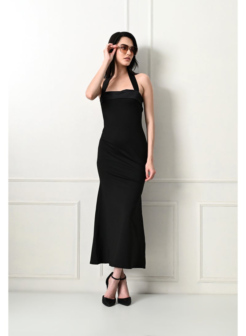 Uberoot Women’s Black Bodycon Dress | Stretchable Lycra Party & Evening Dress | Elegant Cocktail, Dinner & Club Outfit for Girls - Image 1