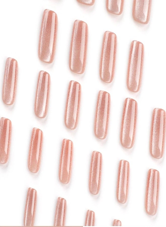 ERICO Short Press on Nails, Rose Gold Chrome Shimmer, Square Wearable False Nails, Reusable Glue-on Fake Nails for Women - Image 4