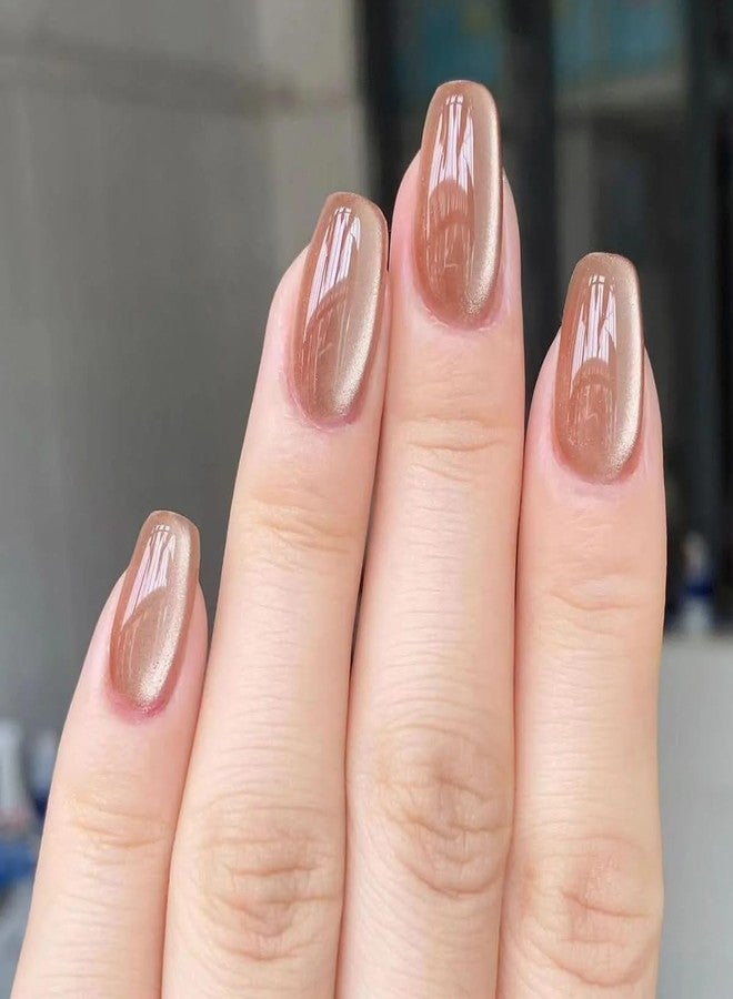 ERICO Short Press on Nails, Rose Gold Chrome Shimmer, Square Wearable False Nails, Reusable Glue-on Fake Nails for Women - Image 2