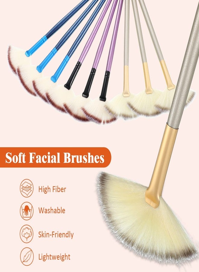 مايتيز مجموعة فرش الوجه من مايتيز، 9 قطع، فرش قناع مروحي، فرش ناعمة لتطبيق المكياج على الوجه، أدوات لتقشير قناع الجليكوليك، مكياج كريم الطين (أزرق، بنفسجي، شامبانيا) - Image 4