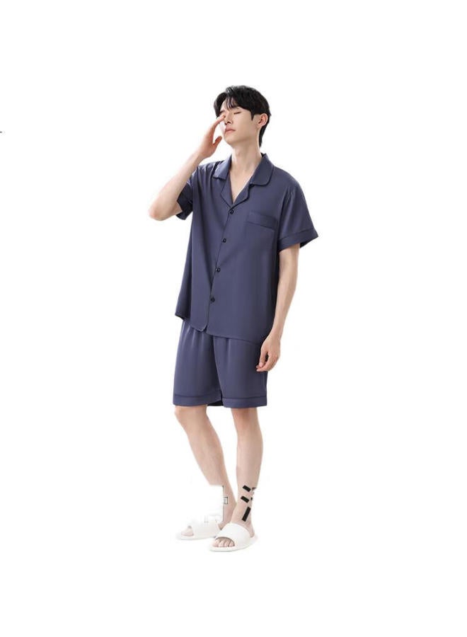 JOAE "Silky Nude Sensation" Ice Silk Men'S Cardigan Home Wear Simulation Silk Loose Short Sleeve Summer Thin L - Image 1