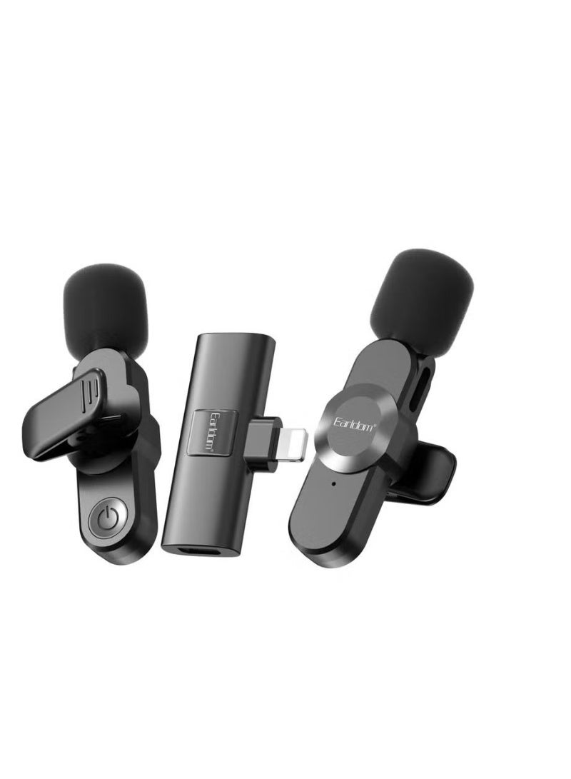 Earldom Dual Wireless Lavalier Microphone for iPhone – Lightning Plug, 25m Range, Noise Reduction, Ideal for Vlogging & Interviews - Image 1