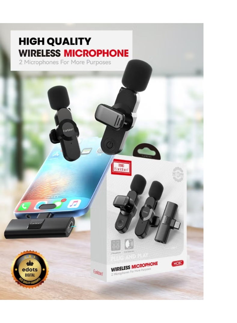 Earldom Dual Wireless Lavalier Microphone for iPhone – Lightning Plug, 25m Range, Noise Reduction, Ideal for Vlogging & Interviews - Image 2