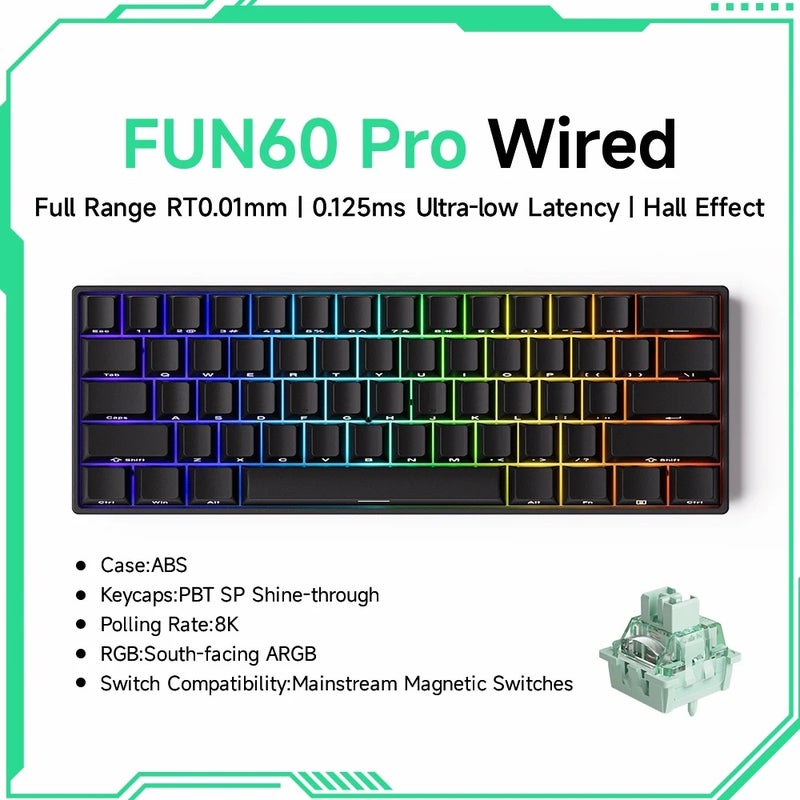 أكو لوحة مفاتيح Akko MonsGeek FUN60 Magnetic Switch Mechanical Keyboard 60% Rapid Trigger 0.01mm 8K Argb He/tmr Custom Gaming Keyboard - Image 1