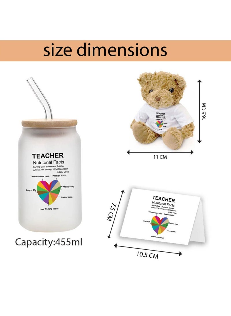 PRINTSHOP4ME - Teacher's Day Pack of 3 Combo Pack - Glass Bottle, Teddy Bear and Greeting Card - Reusable Bottle - Teacher's Day Gift Set - Gift for World Teachers Day - Image 1