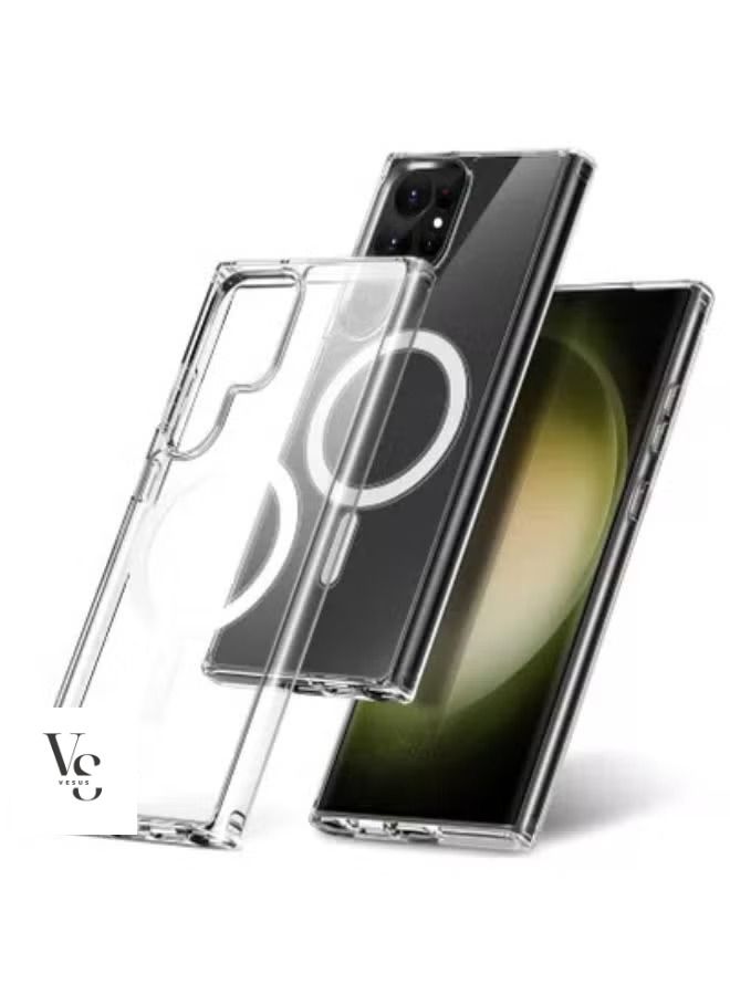 فيسوس جراب S23 Ultra غطاء شفاف مع شاحن يدعم Magsafe يشحن جراب رفيع للغاية مقاوم للصدمات وشفاف غير مصفر لهاتف S23 Ultra - Image 1