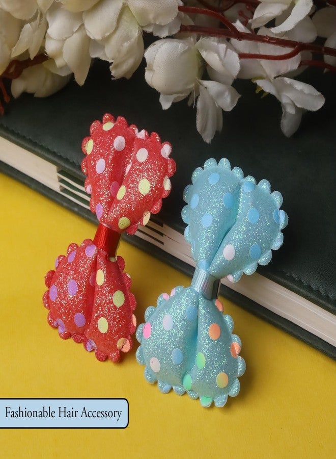 ANNACREATIONS 12 Piece Stylish Glitter Bow Hair Clips Polka Dot Hair Pin Hair Accessory For Kids and Girls - Image 5