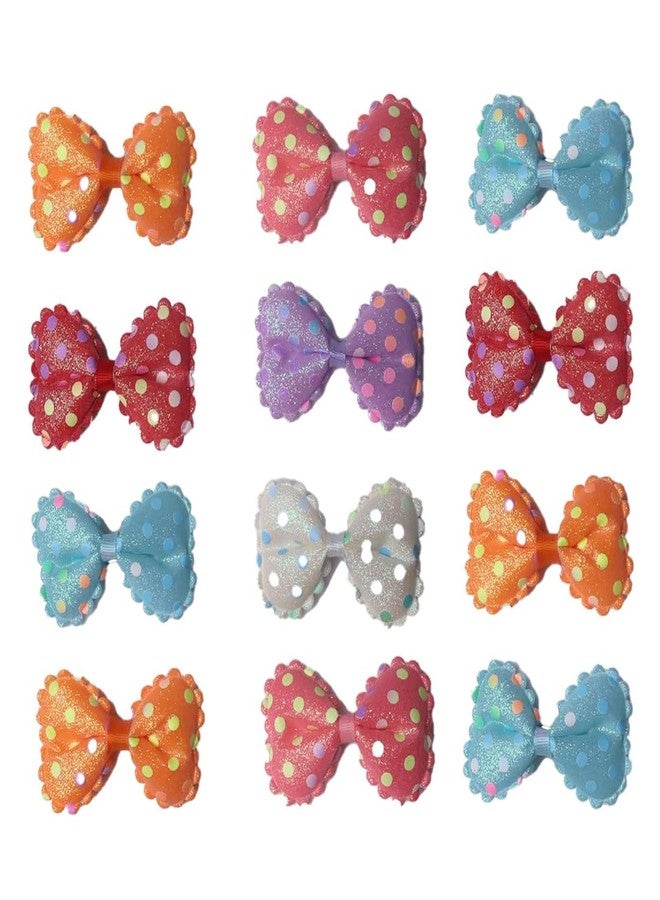 ANNACREATIONS 12 Piece Stylish Glitter Bow Hair Clips Polka Dot Hair Pin Hair Accessory For Kids and Girls - Image 1