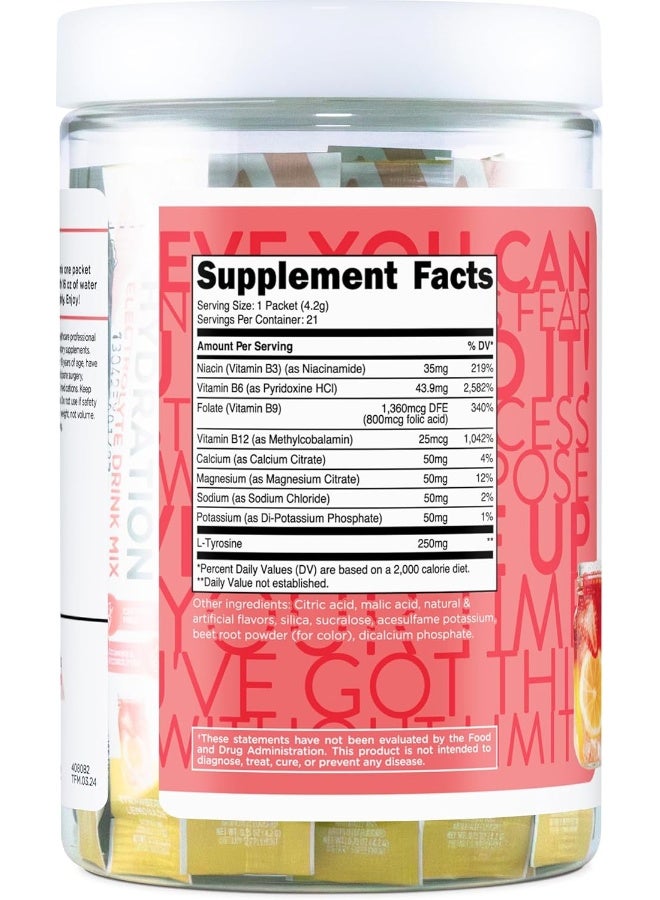 TransformHQ Hydration Drink Mix (21 Single-Serving Packets, Strawberry Lemonade) - Hydration Supplement Blend with Vitamins and Electrolytes - Image 4