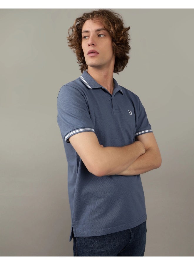American Eagle - Collar Line Logo Detail Short Sleeve Polo Shirt - Image 1