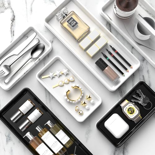 Gurygo 2 Pack 12" Countertop and Vanity Tray - Kitchen Tray for Soap Bottles - Rectangular Vanity Tray for Bathroom - Vanity Trays Kitchen Soap Dispenser Tray,White - Image 4