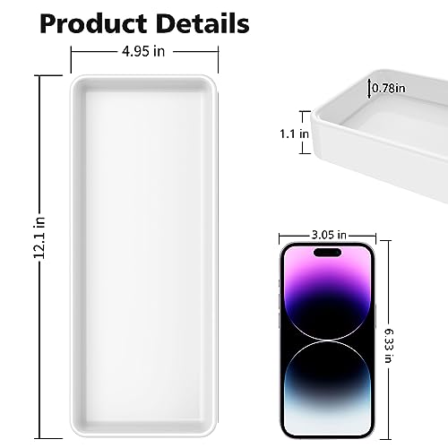 Gurygo 2 Pack 12" Countertop and Vanity Tray - Kitchen Tray for Soap Bottles - Rectangular Vanity Tray for Bathroom - Vanity Trays Kitchen Soap Dispenser Tray,White - Image 3
