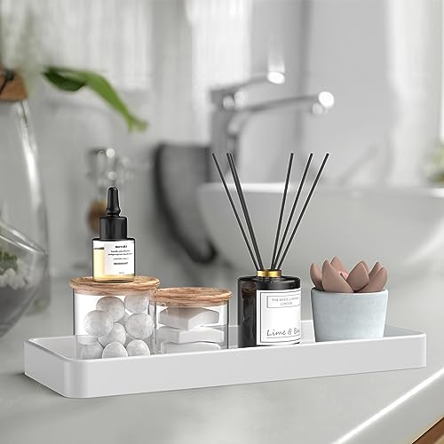 Gurygo 2 Pack 12" Countertop and Vanity Tray - Kitchen Tray for Soap Bottles - Rectangular Vanity Tray for Bathroom - Vanity Trays Kitchen Soap Dispenser Tray,White - Image 2
