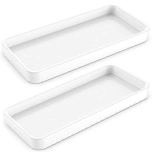 Gurygo 2 Pack 12" Countertop and Vanity Tray - Kitchen Tray for Soap Bottles - Rectangular Vanity Tray for Bathroom - Vanity Trays Kitchen Soap Dispenser Tray,White - Image 1