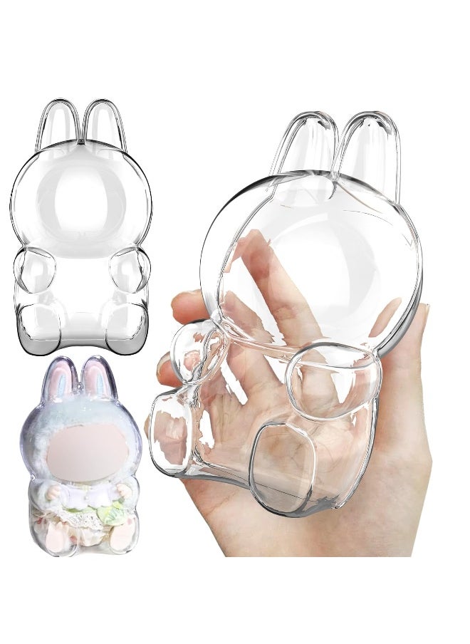 1pcs For LABUBU Plush Doll Protective Case Clear Hanging Display Cover with Keychain Transparent Acrylic Storage Box for V2 Sitting Figure Collector’s Showcase (Doll Not Included)  - Image 1