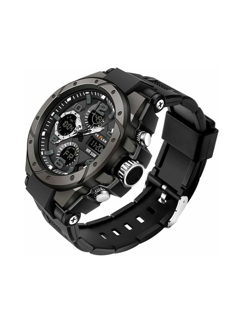 يزلر ساعة Yezler الرياضية الفاخرة للرجال – ساعة يد كوارتز مقاومة للماء 5ATM، مقاومة للصدمات، متينة وأنيقة، باللون الأسود - Image 2