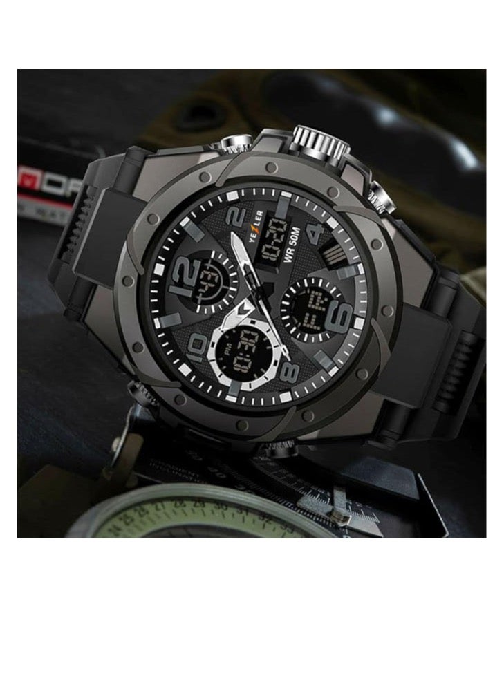 يزلر ساعة Yezler الرياضية الفاخرة للرجال – ساعة يد كوارتز مقاومة للماء 5ATM، مقاومة للصدمات، متينة وأنيقة، باللون الأسود - Image 4